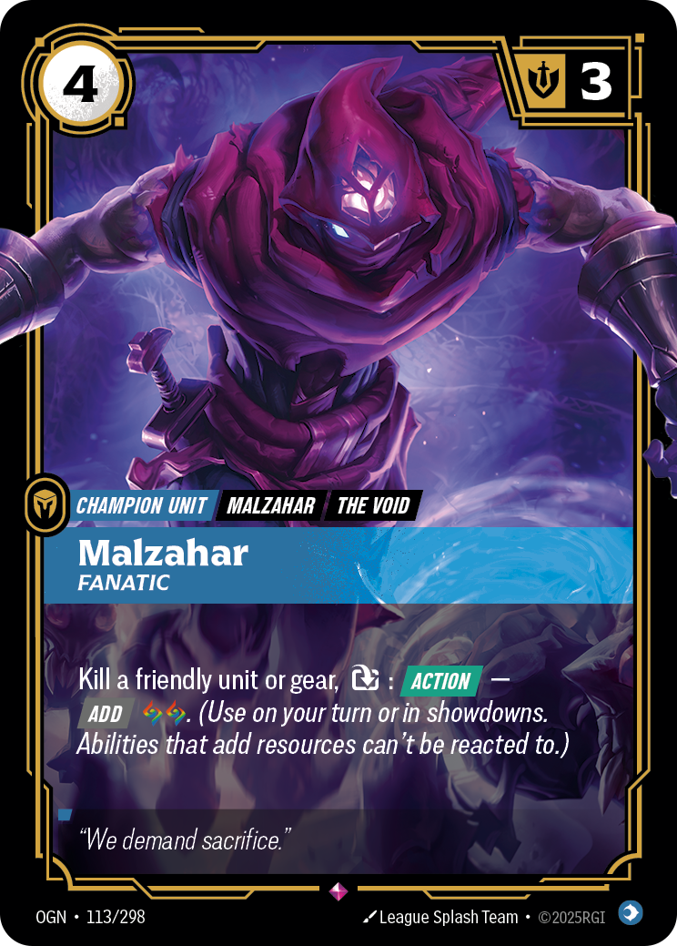 Malzahar, Fanatic art